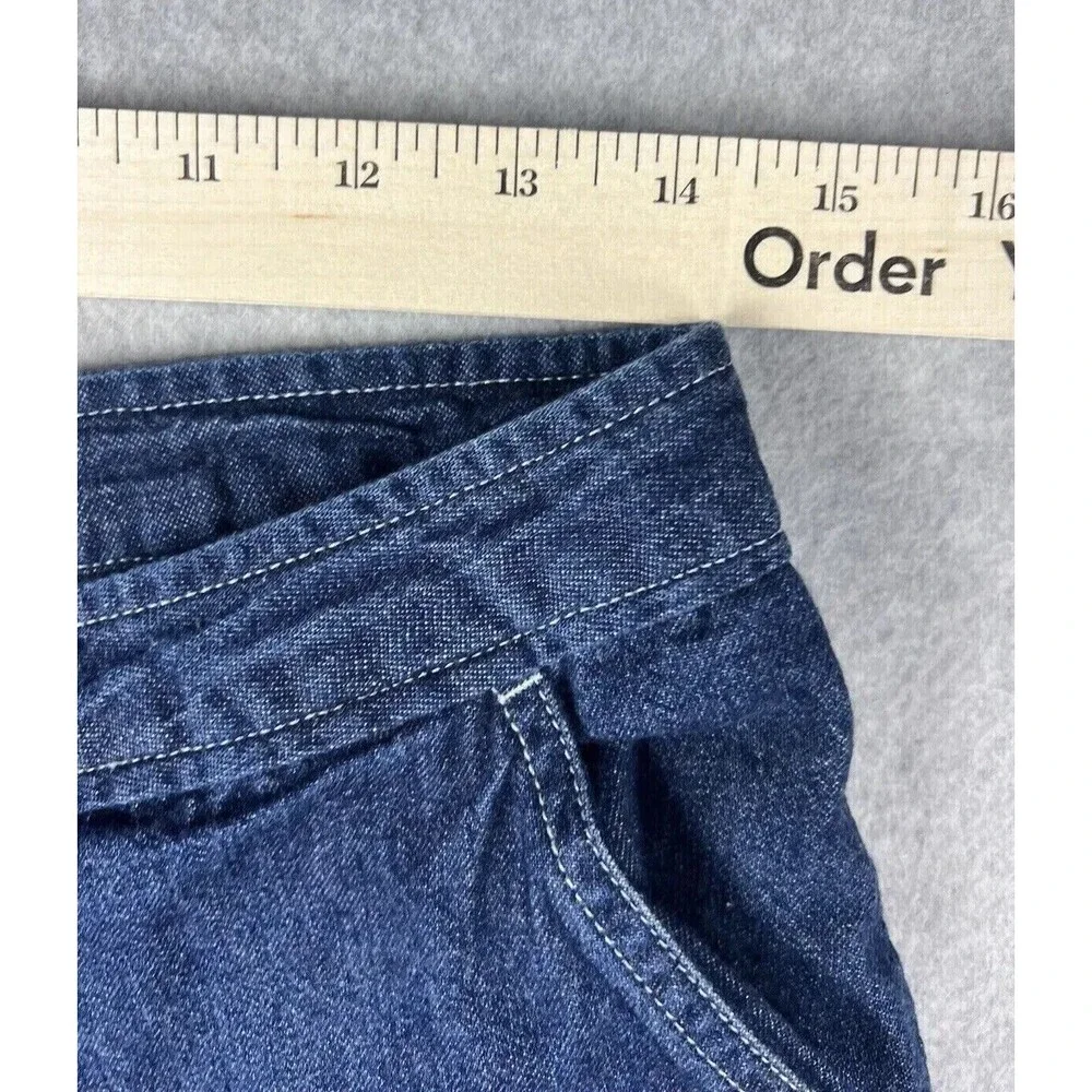 Girl Star Girls 9/10 Blue Cargo Capri Jeans Relaxed Wide Leg Utility Denim